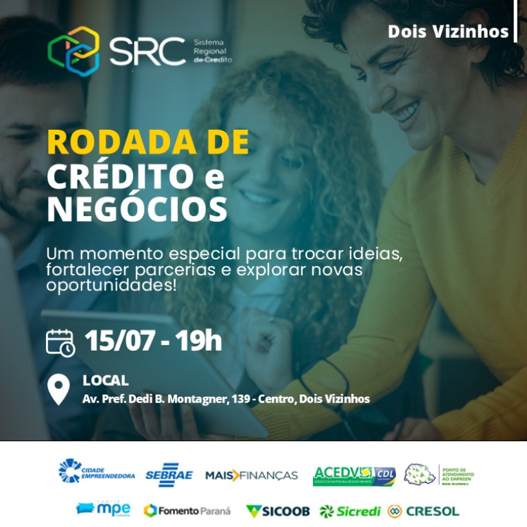 Hoje tem Rodada de Crédito e Negócios na sede do Ciklo2Vizinhos