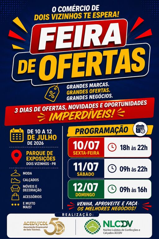 Feira de Ofertas acontece entre 10 e 12 de julho e vai reunir mais de 30 empresas